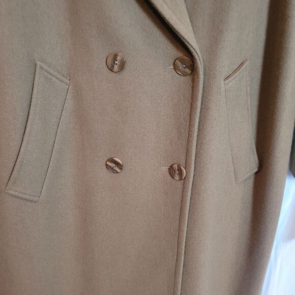 Stephanie Mathews VTG Long Wool Pea Coat Camel Brown Professional Women's Sz 10 - Picture 5 of 14